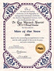 Dyplom "Man of the Year 2006"